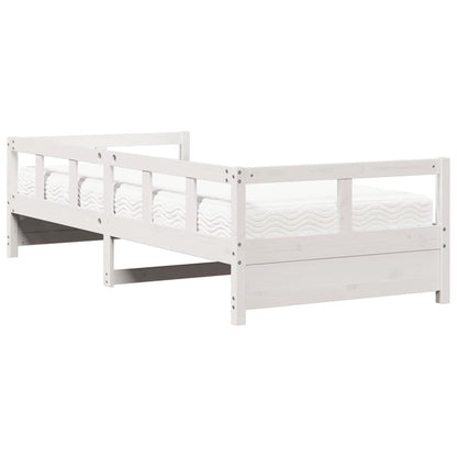 Sofá-cama com colchão 90x200 cm madeira de pinho maciça branco