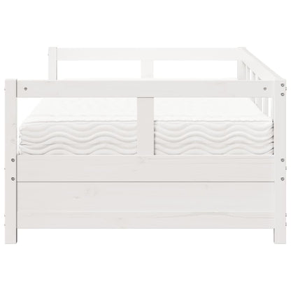 Sofá-cama com colchão 90x190 cm madeira de pinho maciça branco