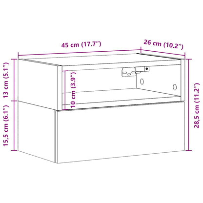 Mesa de cabeceira de parede 45x26x28,5 cm preto