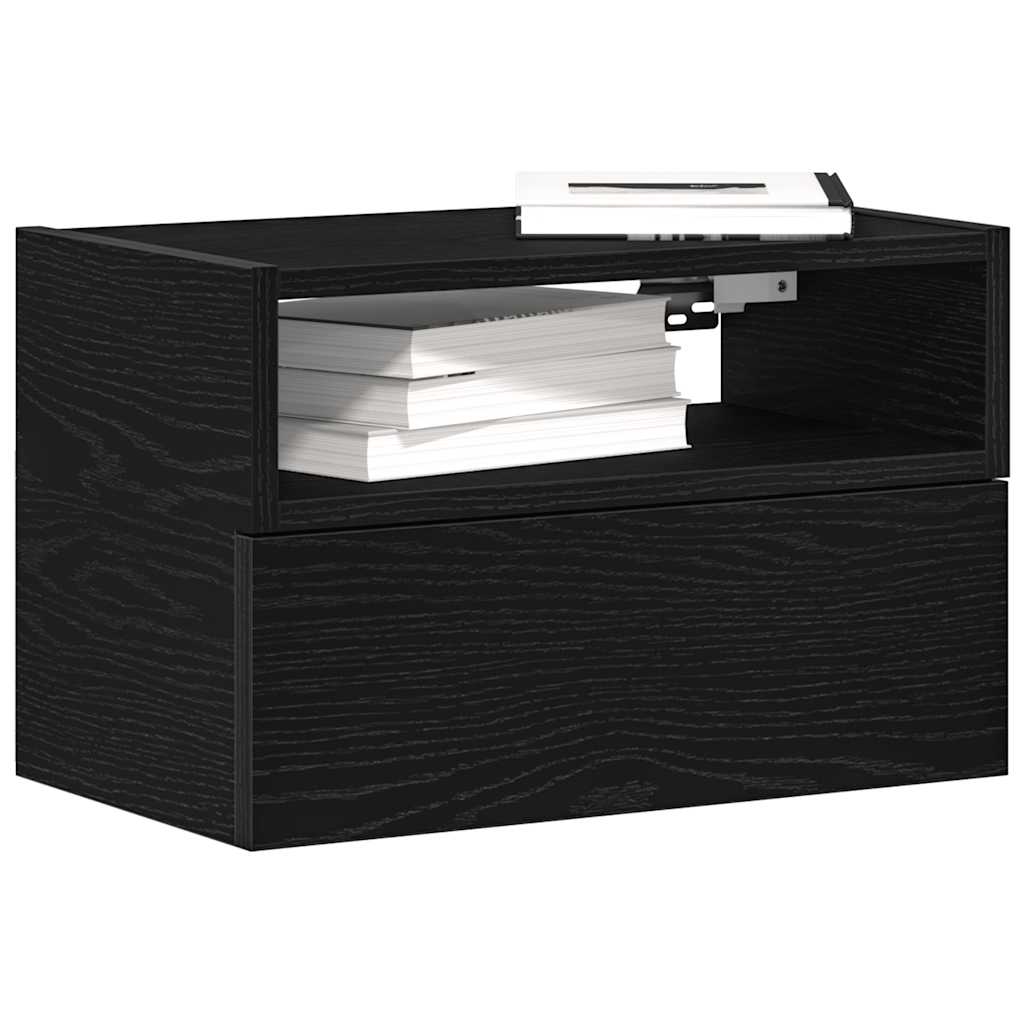 Mesas de cabeceira de parede 2 pcs 45x26x28,5 cm preto