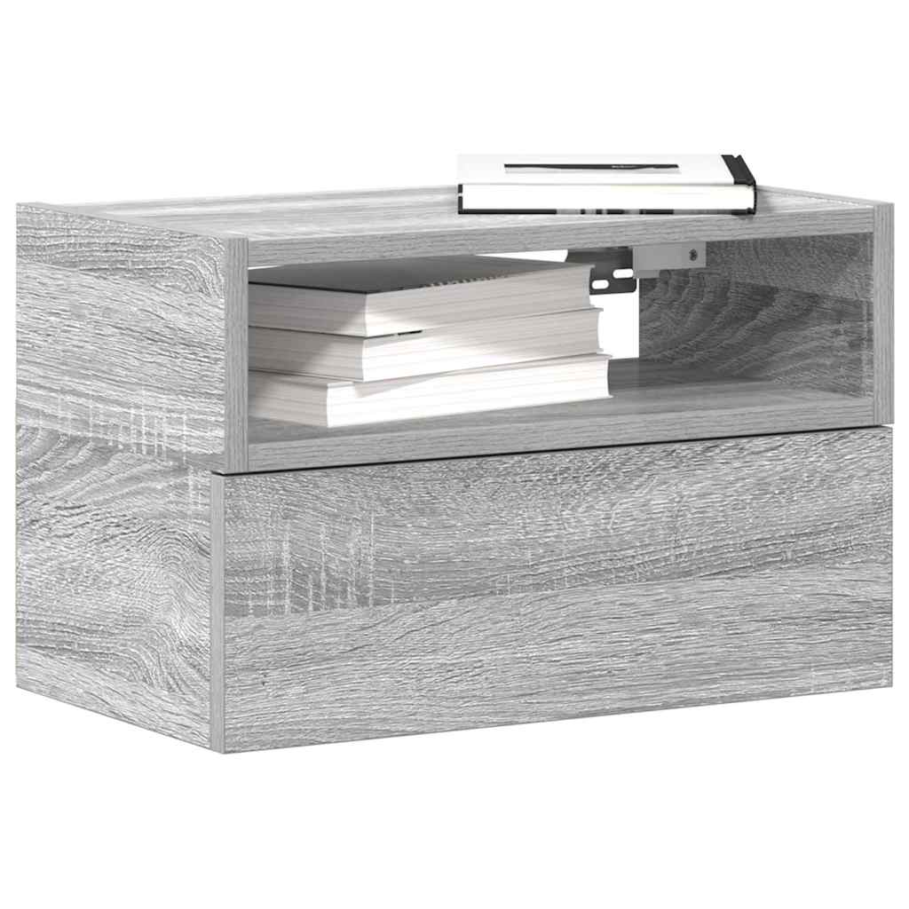 Mesa de cabeceira de parede 45x26x28,5 cm cinzento sonoma