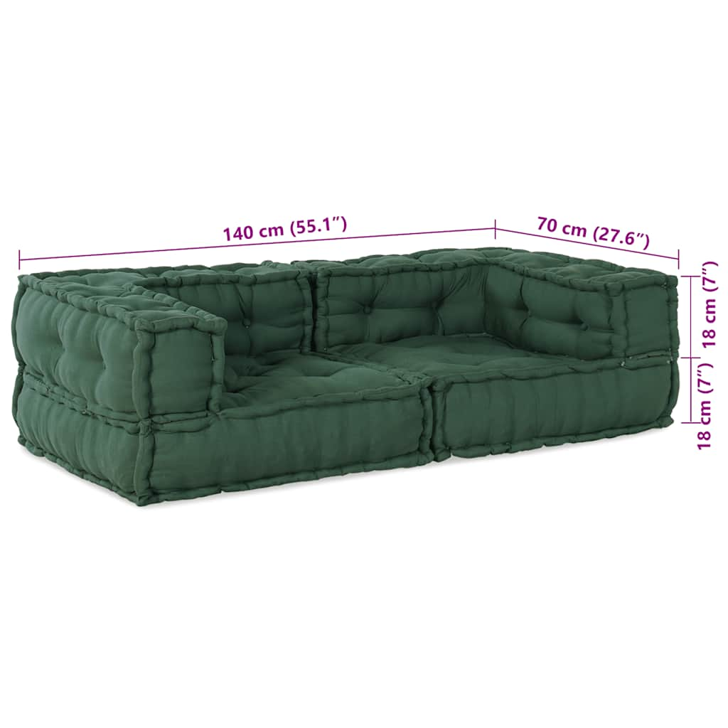 Pufe modular 140x70x36 cm tecido verde