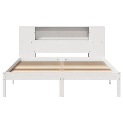 Cama com estante sem colchão 140x190 cm pinho maciço branco