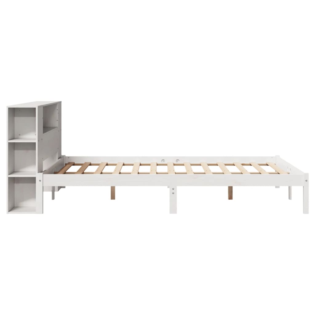 Cama com estante sem colchão 140x200 cm pinho maciço branco