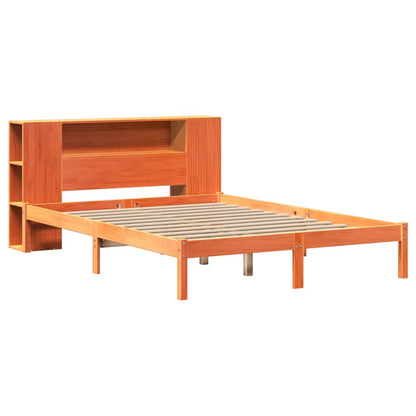 Cama c/ estante sem colchão 120x190cm pinho maciço castanho-mel