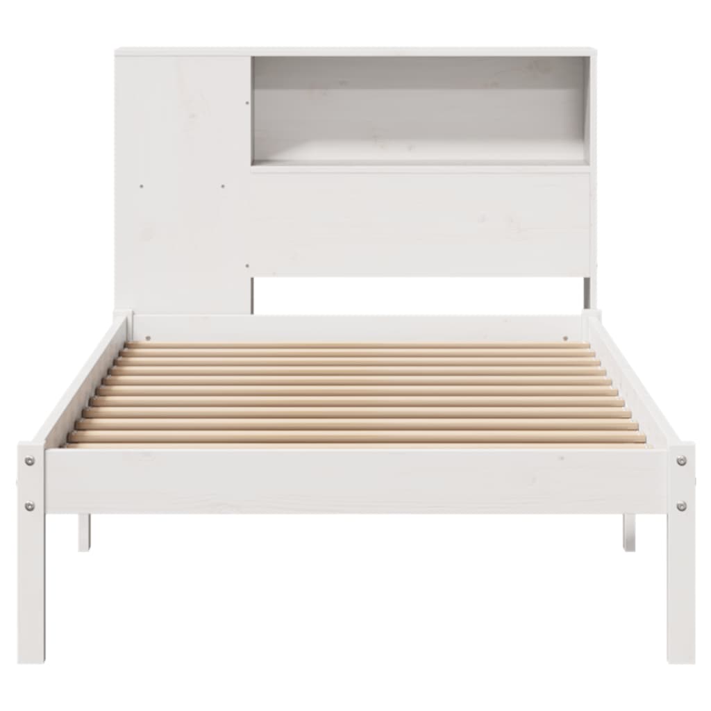 Cama com estante sem colchão 75x190 cm pinho maciço branco