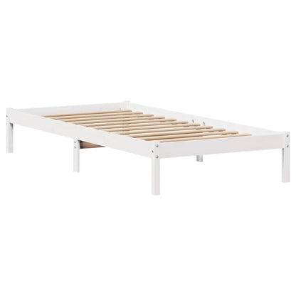 Cama com estante sem colchão 75x190 cm pinho maciço branco