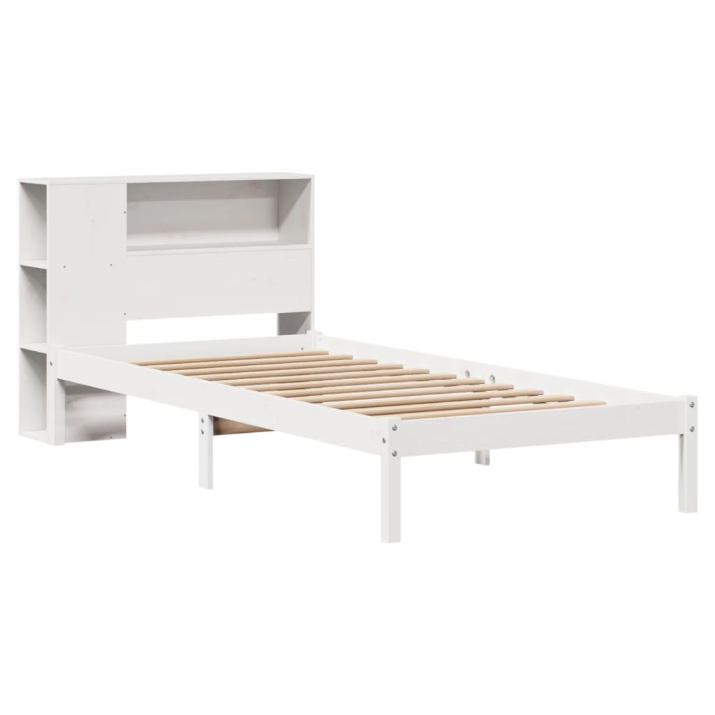 Cama com estante sem colchão 90x190 cm pinho maciço branco