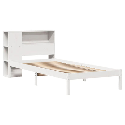 Cama com estante sem colchão 90x190 cm pinho maciço branco