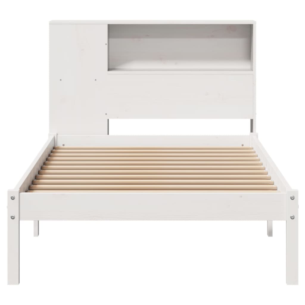 Cama com estante sem colchão 90x190 cm pinho maciço branco