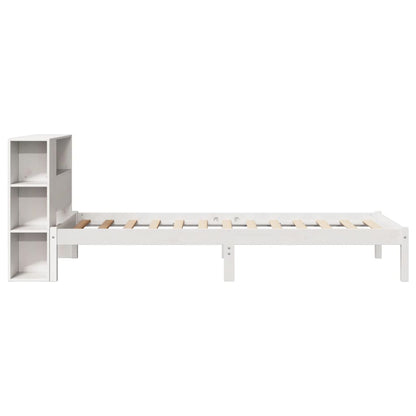 Cama com estante sem colchão 100x200 cm pinho maciço branco