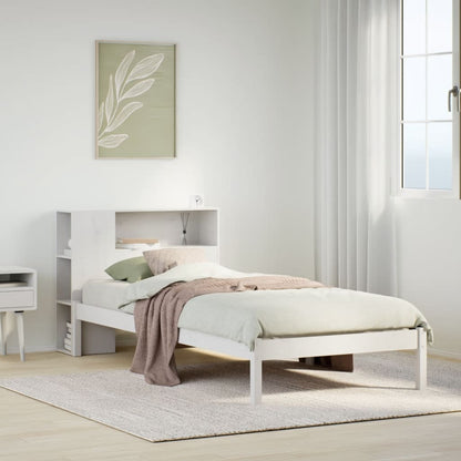 Cama com estante sem colchão 100x200 cm pinho maciço branco