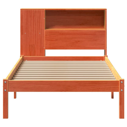 Cama com estante sem colchão 90x190cm pinho maciço castanho-mel