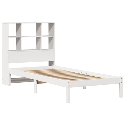 Cama com estante sem colchão 100x200 cm pinho maciço branco