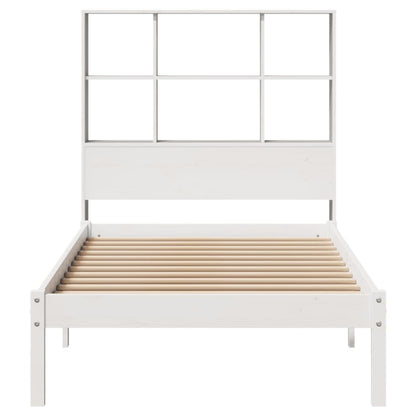 Cama com estante sem colchão 100x200 cm pinho maciço branco