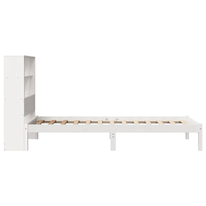 Cama com estante sem colchão 100x200 cm pinho maciço branco