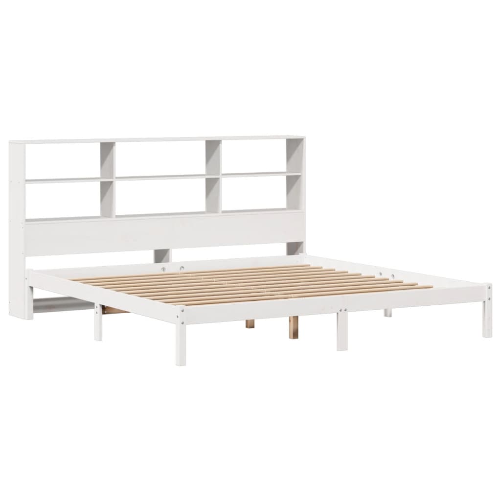 Cama com estante sem colchão 200x200 cm pinho maciço branco