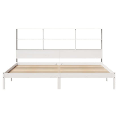 Cama com estante sem colchão 200x200 cm pinho maciço branco