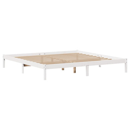 Cama com estante sem colchão 200x200 cm pinho maciço branco