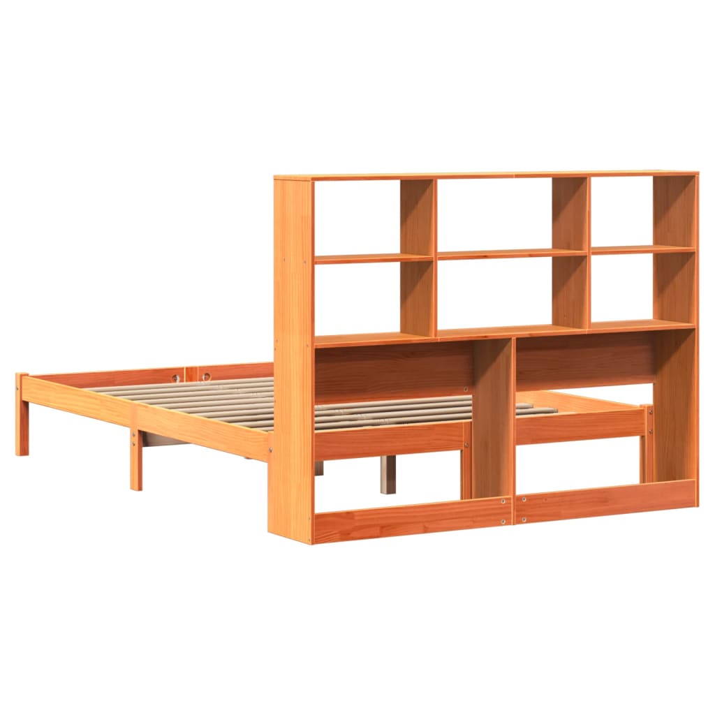 Cama com estante sem colchão 140x190 cm pinho maciço