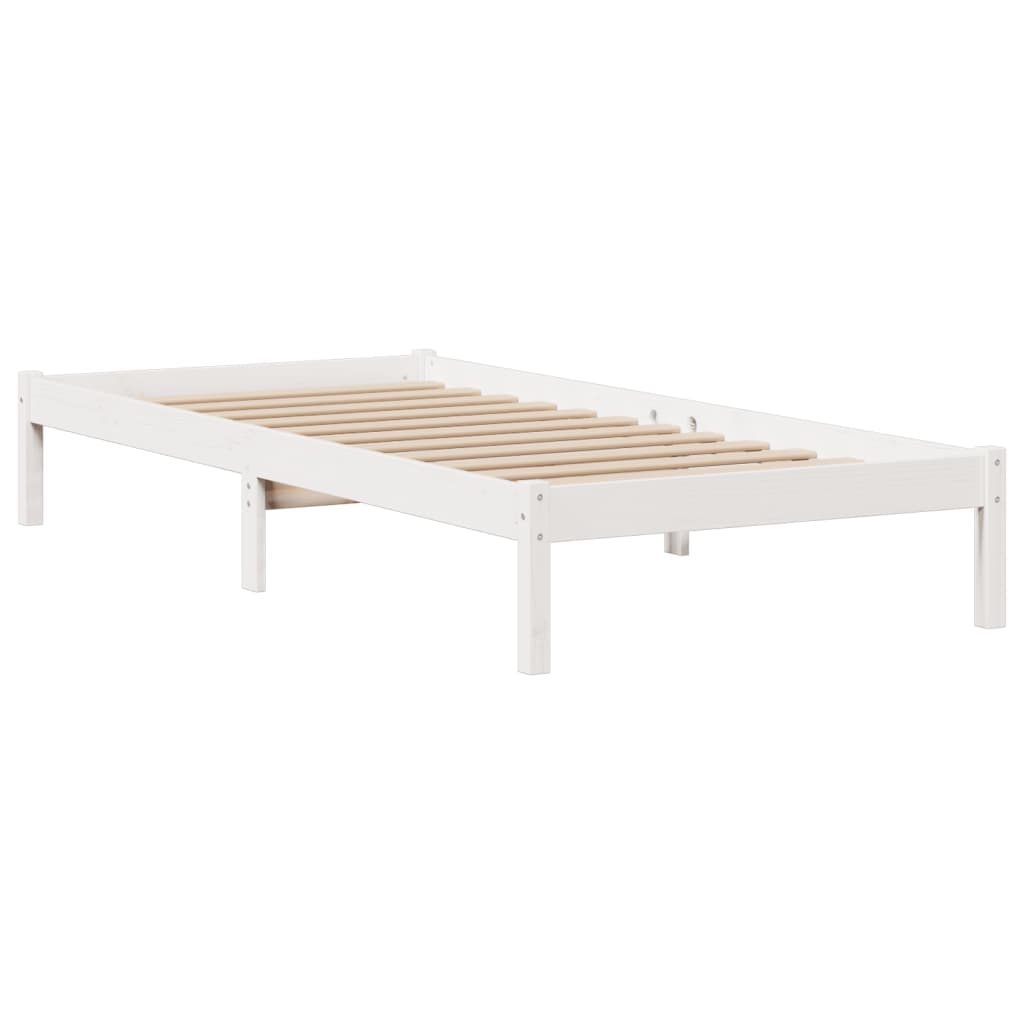 Cama com estante sem colchão 75x190 cm pinho maciço branco