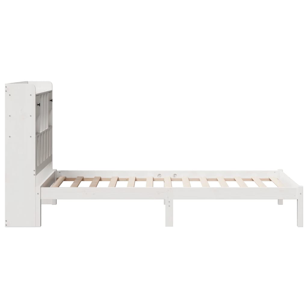 Cama com estante sem colchão 75x190 cm pinho maciço branco