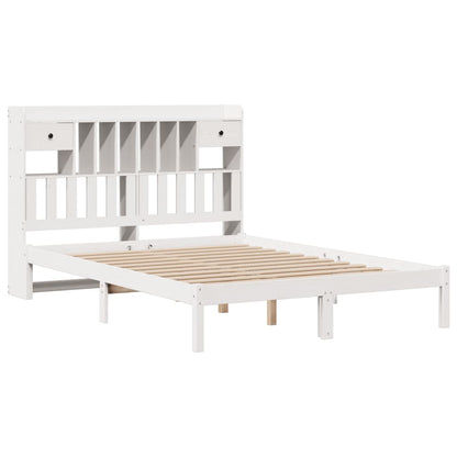 Cama com estante sem colchão 140x190 cm pinho maciço branco