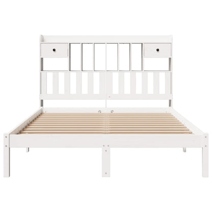 Cama com estante sem colchão 140x190 cm pinho maciço branco