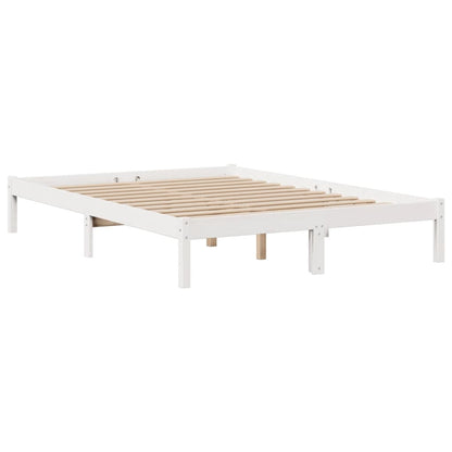 Cama com estante sem colchão 140x190 cm pinho maciço branco