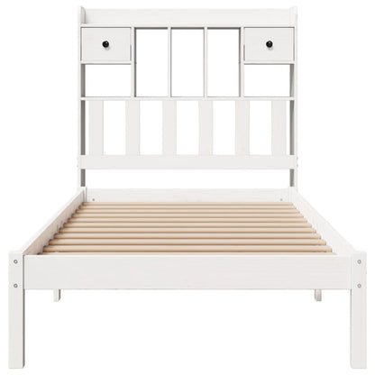 Cama com estante sem colchão 90x200 cm pinho maciço branco