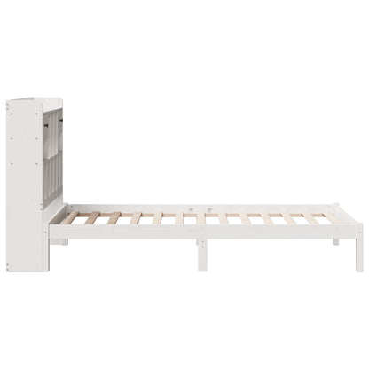 Cama com estante sem colchão 90x200 cm pinho maciço branco