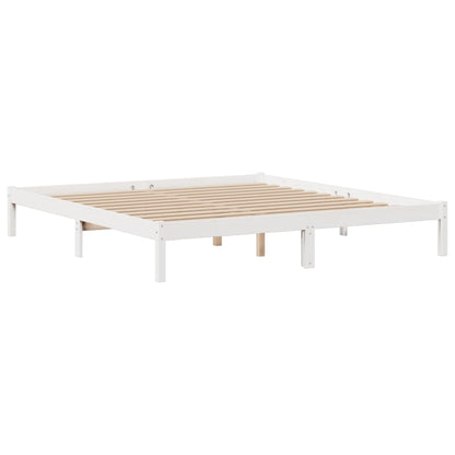 Cama com estante sem colchão 200x200 cm pinho maciço branco