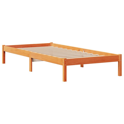 Cama com estante sem colchão 90x190cm pinho maciço castanho-mel