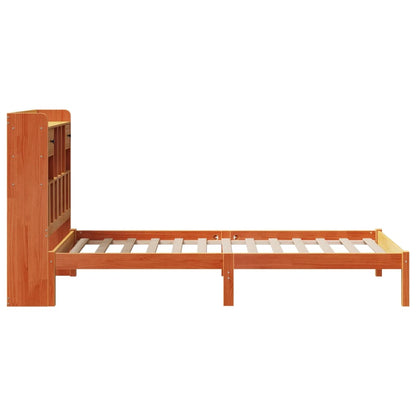 Cama com estante sem colchão 90x190cm pinho maciço castanho-mel