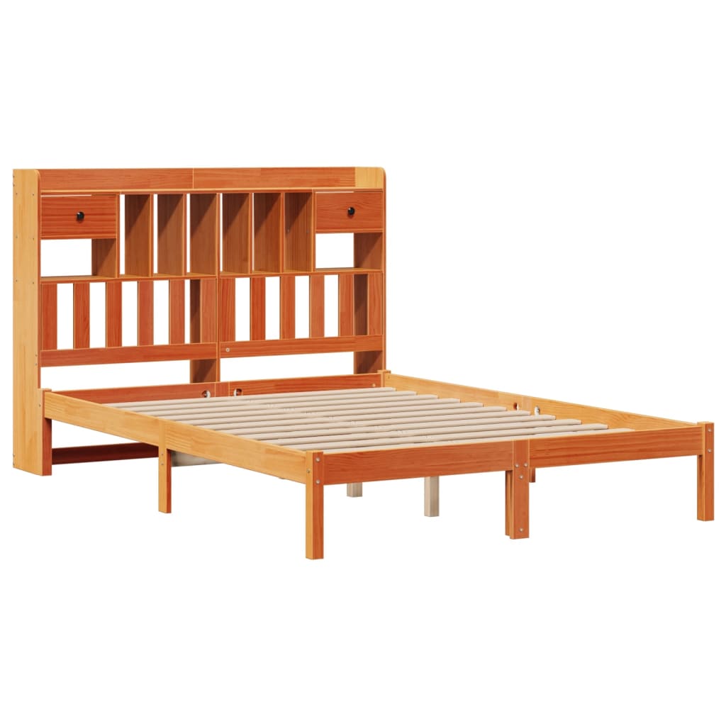 Cama com estante sem colchão 140x190 cm pinho maciço