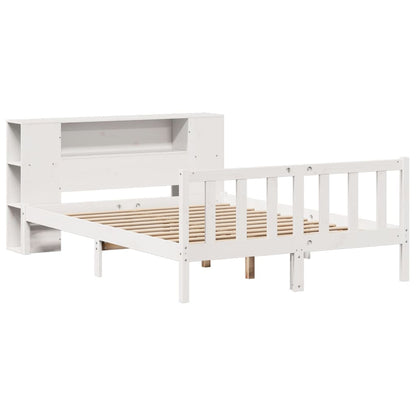 Cama com estante sem colchão 150x200 cm pinho maciço branco