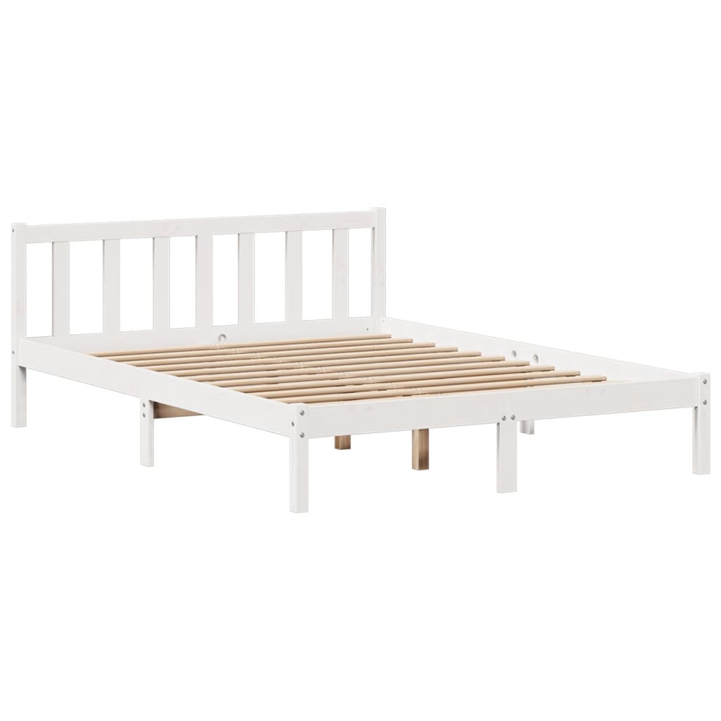 Cama com estante sem colchão 150x200 cm pinho maciço branco