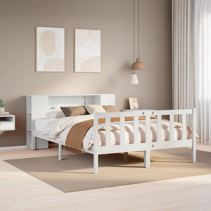 Cama com estante sem colchão 150x200 cm pinho maciço branco