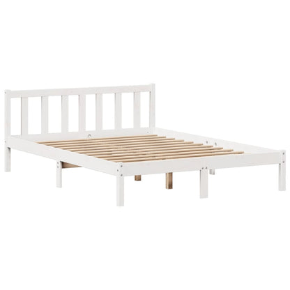 Cama com estante sem colchão 160x200 cm pinho maciço branco