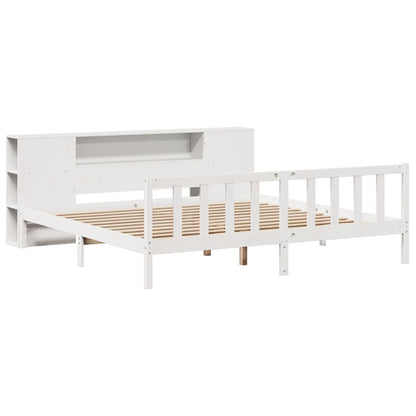 Cama com estante sem colchão 180x200 cm pinho maciço branco