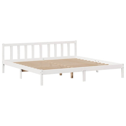 Cama com estante sem colchão 180x200 cm pinho maciço branco