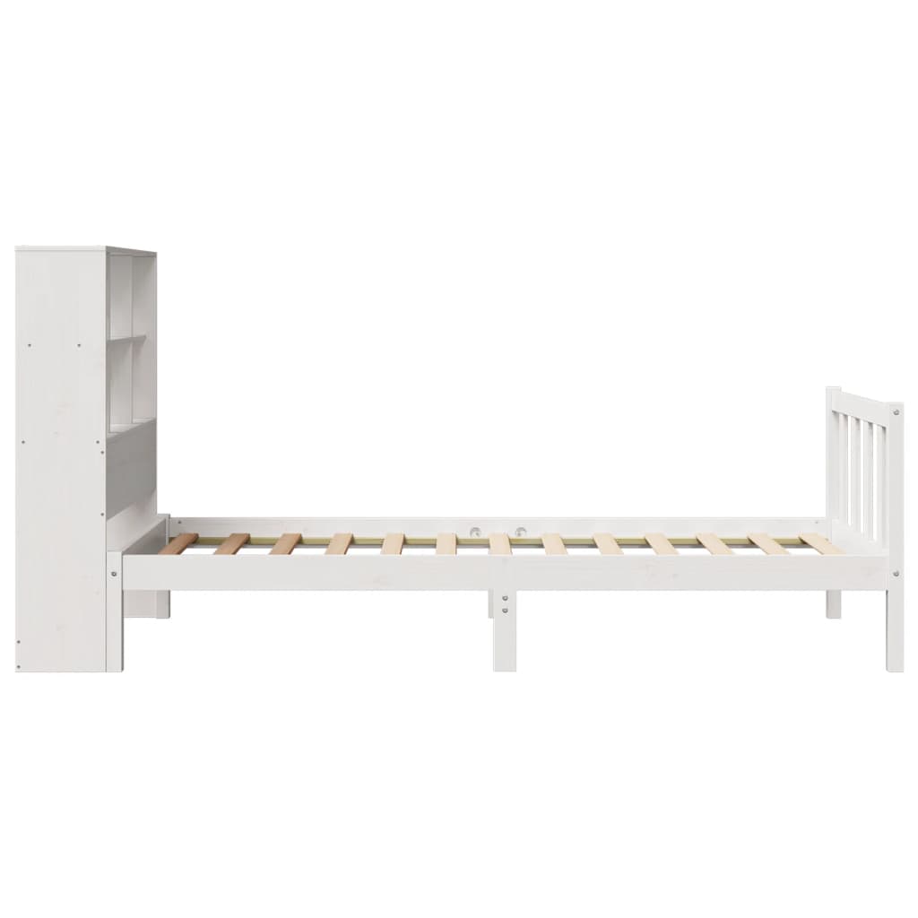 Cama com estante sem colchão 100x200 cm pinho maciço branco