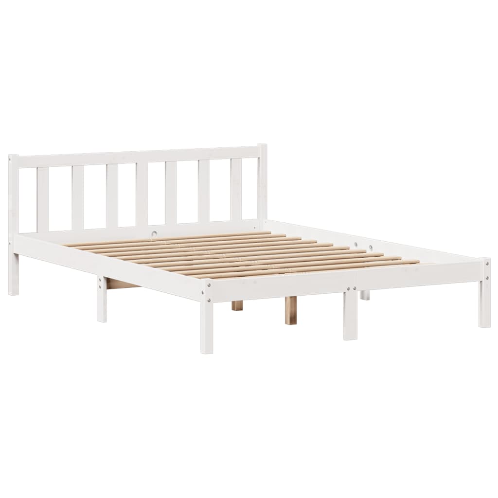 Cama com estante sem colchão 150x200 cm pinho maciço branco