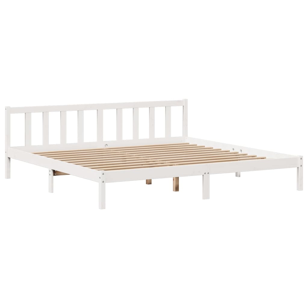 Cama com estante sem colchão 180x200 cm pinho maciço branco