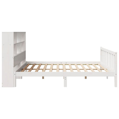 Cama com estante sem colchão 180x200 cm pinho maciço branco