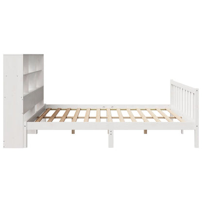 Cama com estante sem colchão 200x200 cm pinho maciço branco