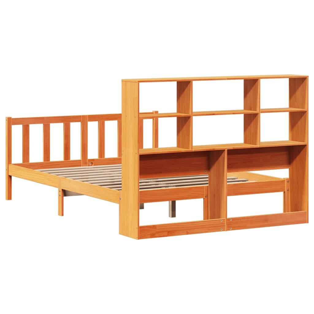 Cama com estante sem colchão 140x190 cm pinho maciço