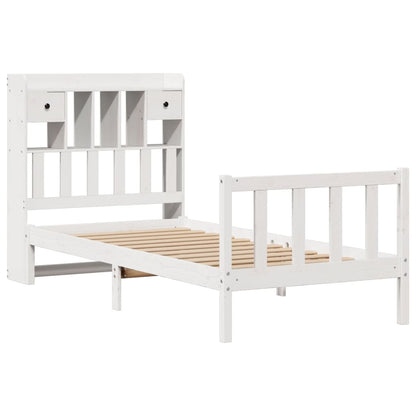 Cama com estante sem colchão 75x190 cm pinho maciço branco