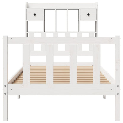 Cama com estante sem colchão 75x190 cm pinho maciço branco