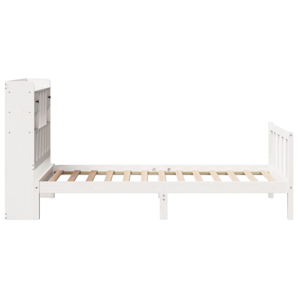 Cama com estante sem colchão 75x190 cm pinho maciço branco